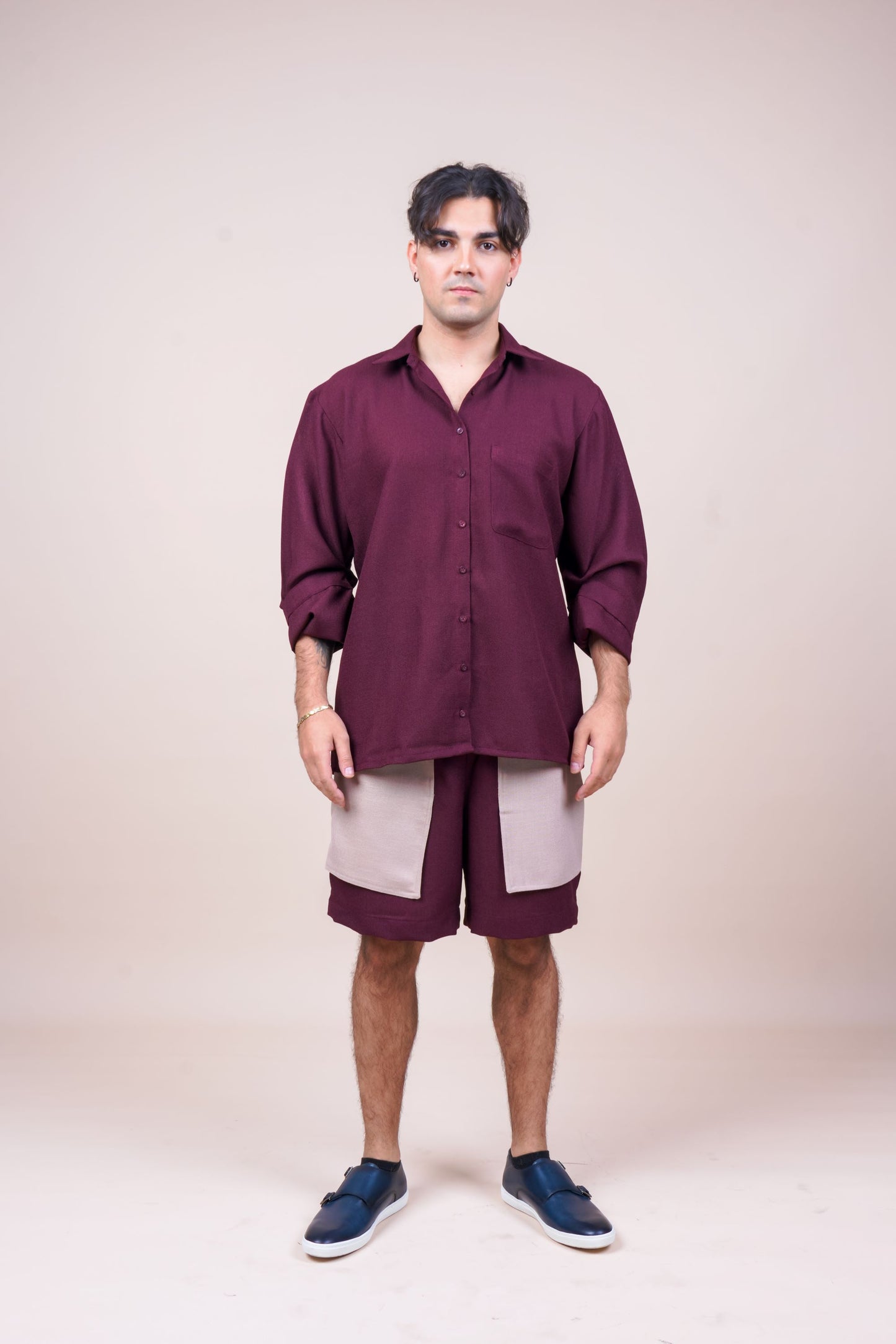 Duo-Color Burgundy Unisex Co-ord Set