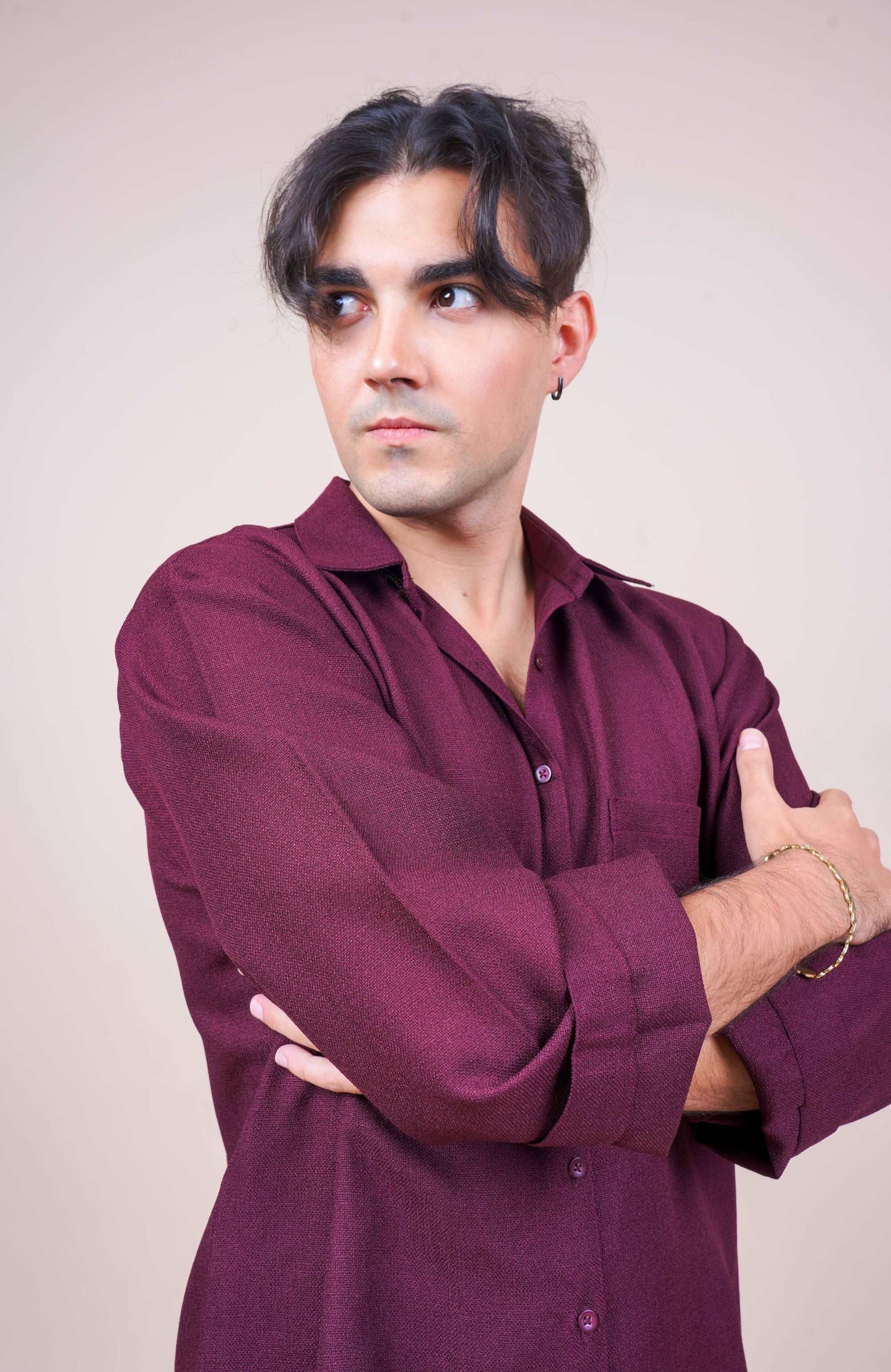 Duo-Color Burgundy Unisex Co-ord Set