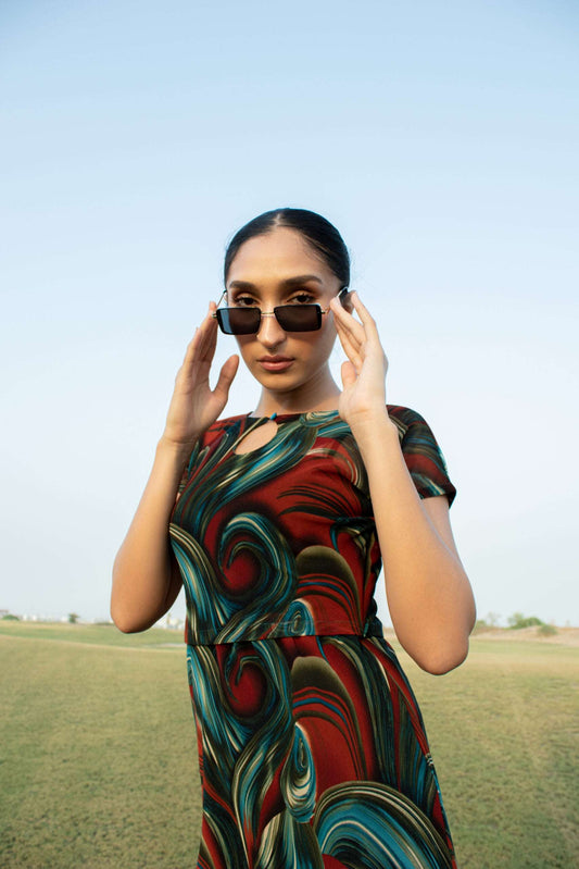 Autumn Waves Printed Crop Top