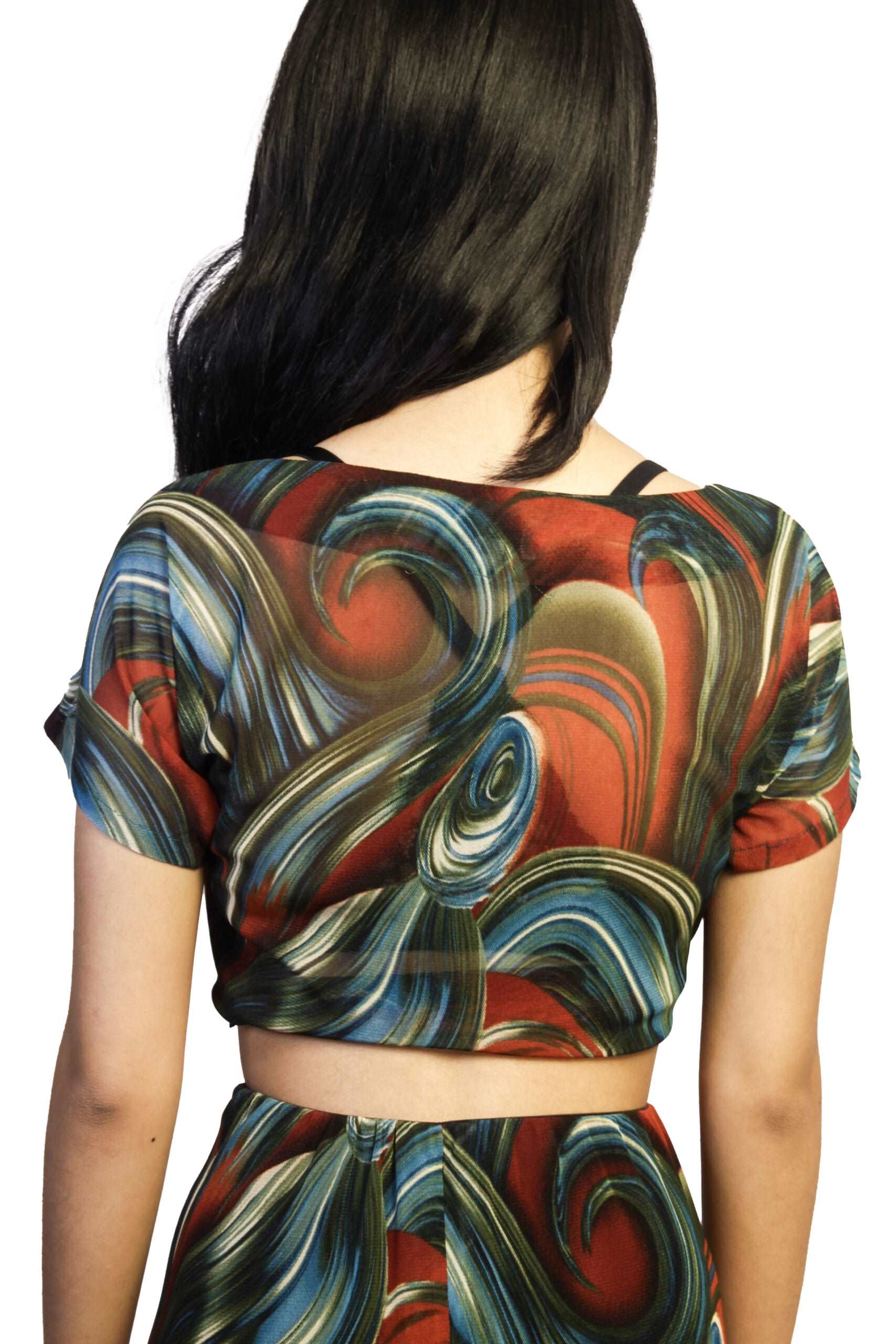 Autumn Waves Printed Crop Top