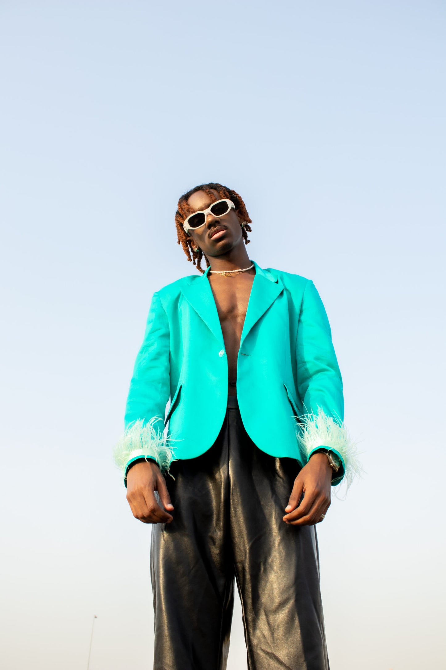 Unisex Teal Straight Blazer