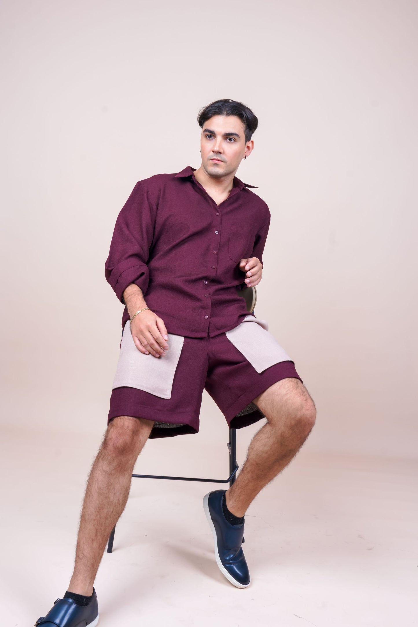 Duo-Color Burgundy Unisex Co-ord Set